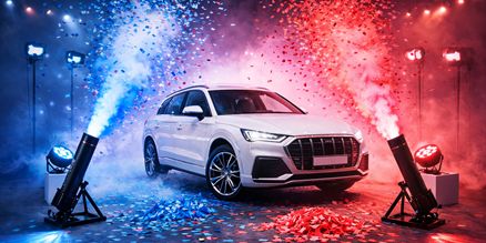 Confetti huren voor product lancering | Confetti kanon bij auto onthulling Confetti huren voor product lancering met auto onthulling en confetti kanonnen
