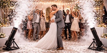 Witte confetti huren voor bruiloft | Confetti kanon verhuur Witte confetti huren voor bruiloft met romantische confetti explosie