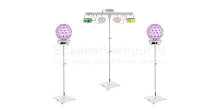 Feest verlichting set wit huren | Witte discolampen set verhuur Feest verlichting set wit huren met discolampen op statief