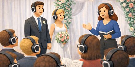Fluisterset huren voor bruiloft – Draadloze communicatieset voor ceremonie en gasten Fluisterset huren voor bruiloft zodat gasten de ceremonie en speeches helder kunnen volgen zonder storend omgevingsgeluid