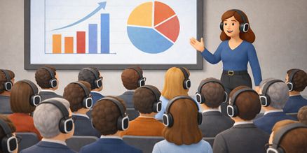Fluisterset huren voor presentatie – Professioneel draadloos audiosysteem Fluisterset huren voor presentatie met zender en meerdere ontvangers voor heldere communicatie met publiek