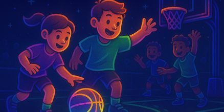 Glow-in-the-Dark basketbal huren | Glow basketbal set voor sport en events Glow-in-the-Dark basketbal huren – UV basketbal set voor glow sporttoernooien en evenementen