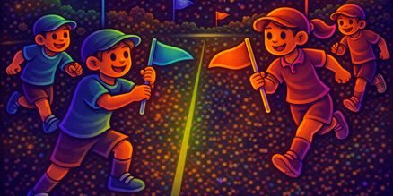 Glow in the Dark capture the flag verlichting huren | Event & spel Glow in the Dark capture the flag verlichting huren met UV- en LED-verlichting op statieven voor spel of evenement