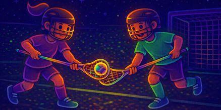 Glow in the Dark lacrosse verlichting huren | Sportevent & veld Glow in the Dark lacrosse verlichting huren met UV- en LED-verlichting op statieven voor sportveld of evenement