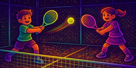 Glow in the Dark padel verlichting huren | Baan & sportevent Glow in the Dark padel verlichting huren met UV- en LED-verlichting op statieven voor padelbaan of evenement