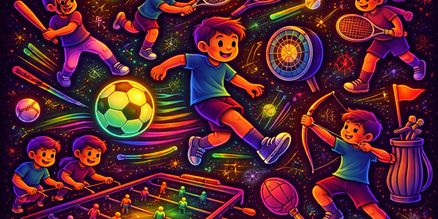 Glow-in-the-Dark sportactiviteiten met UV-licht en lichtgevende sportmaterialen in een donkere ruimte