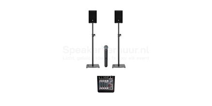 presentatie set met draadloze microfoon huren | SpeakerVerhuur.nl presentatie set met draadloze microfoon en speakers voor presentaties