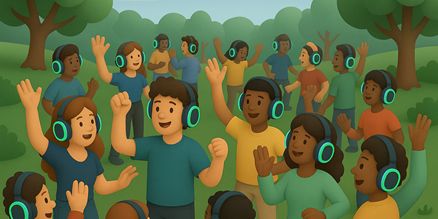 Silent Disco Outdoor Set Huren – Perfect voor Buitenactiviteiten en Events Silent disco outdoor set huren met draadloze koptelefoons en zender voor buitenfeesten, sportactiviteiten en evenementen in de open lucht.