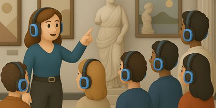 Silent Disco Rondleiding Set Huren – Draadloos Toursysteem voor Groepen Silent disco rondleiding set huren met draadloze koptelefoons en draagbare zender voor heldere audio tijdens rondleidingen, tours en wandelgroepen.