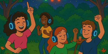Silent Disco Tuinfeest Set Huren – Perfect voor Feestjes in de Tuin of Buitenruimte Silent disco tuinfeest set huren met draadloze koptelefoons en zender voor gezellige tuinfeesten, barbecues en buitenvieringen.