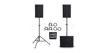 Speakerset met mengpaneel huren voor feesten en presentaties Speakerset met mengpaneel en luidsprekers voor muziek en spraak