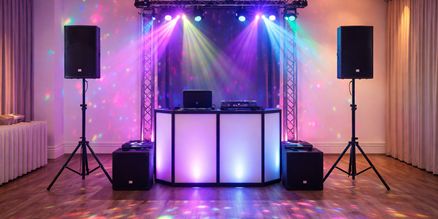 Speakerset met speakers en verlichting voor feest binnen