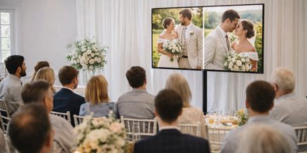 TV scherm huren voor bruiloft | Foto’s & video tonen TV scherm huren voor bruiloft? Toon foto’s, video’s en speeches op groot scherm. Perfect voor binnen en buiten. Levering in heel Nederland.