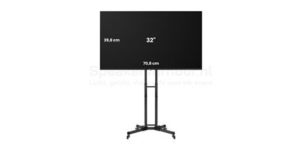 TV scherm met standaard huren | Mobiele display huren | SpeakerVerhuur.nl TV scherm met verrijdbare standaard huren voor professioneel gebruik