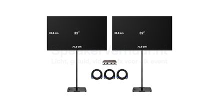 TV scherm set huren | Complete presentatie set | SpeakerVerhuur.nl TV scherm set huren inclusief standaard voor presentatie, beurs of evenement