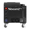 Achterzijde van de BeamZ Professional LF1400 low fogger met DMX-aansluitingen, stroomaansluiting, bedieningspaneel en vloeistoftank.