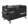 Vooraanzicht van de BeamZ Professional LF1400 low fogger met robuuste behuizing en krachtige uitgang voor laaghangende rook.