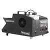 BeamZ SB2000LED zijkant huren | SpeakerVerhuur.nl Zijaanzicht van de BeamZ SB2000LED rook- en bellenblaasmachine met stevige metalen behuizing en montagebeugel voor professioneel gebruik.