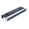 Behringer DS2800 knoppen huren | SpeakerVerhuur.nl Vooraanzicht van de Behringer DS2800 XLR signaalsplitter met bedieningsknoppen, kanaalschakelaars en LED-indicatoren voor professionele audiosignaalverdeling.