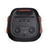 Bovenzijde van de JBL PartyBox 710 met verlichte bedieningsknoppen voor volume, lichteffecten en audiobediening.