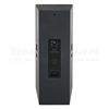 Aansluitingen van de RCF NX 985-A met combo XLR/jack-ingang, XLR-uitgang, DSP-instellingen en PowerCON TRUE1 TOP aansluitingen.