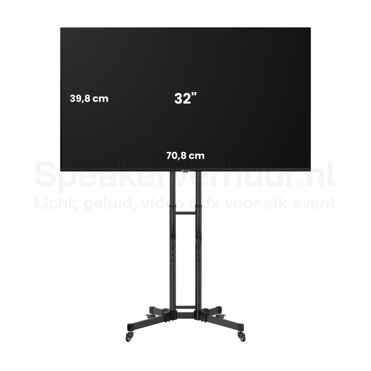32 Inch TV Scherm op Verrijdbare Standaard Huren | Professioneel Display | SpeakerVerhuur.nl 32 inch TV scherm op verrijdbare standaard huren voor presentaties, beurzen, evenementen, vergaderingen en digital signage