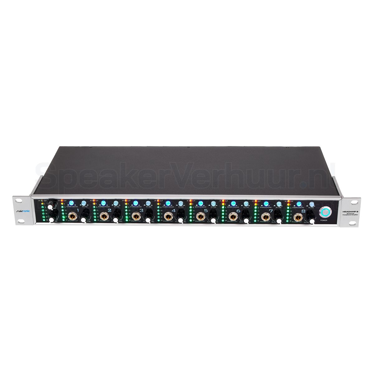 8-kanaals Koptelefoonversterker Huren | Professionele Headphone Amplifier | SpeakerVerhuur.nl 8-kanaals koptelefoonversterker huren voor podcasts, studio-opnames, repetities en luistermonitoring met meerdere hoofdtelefoons
