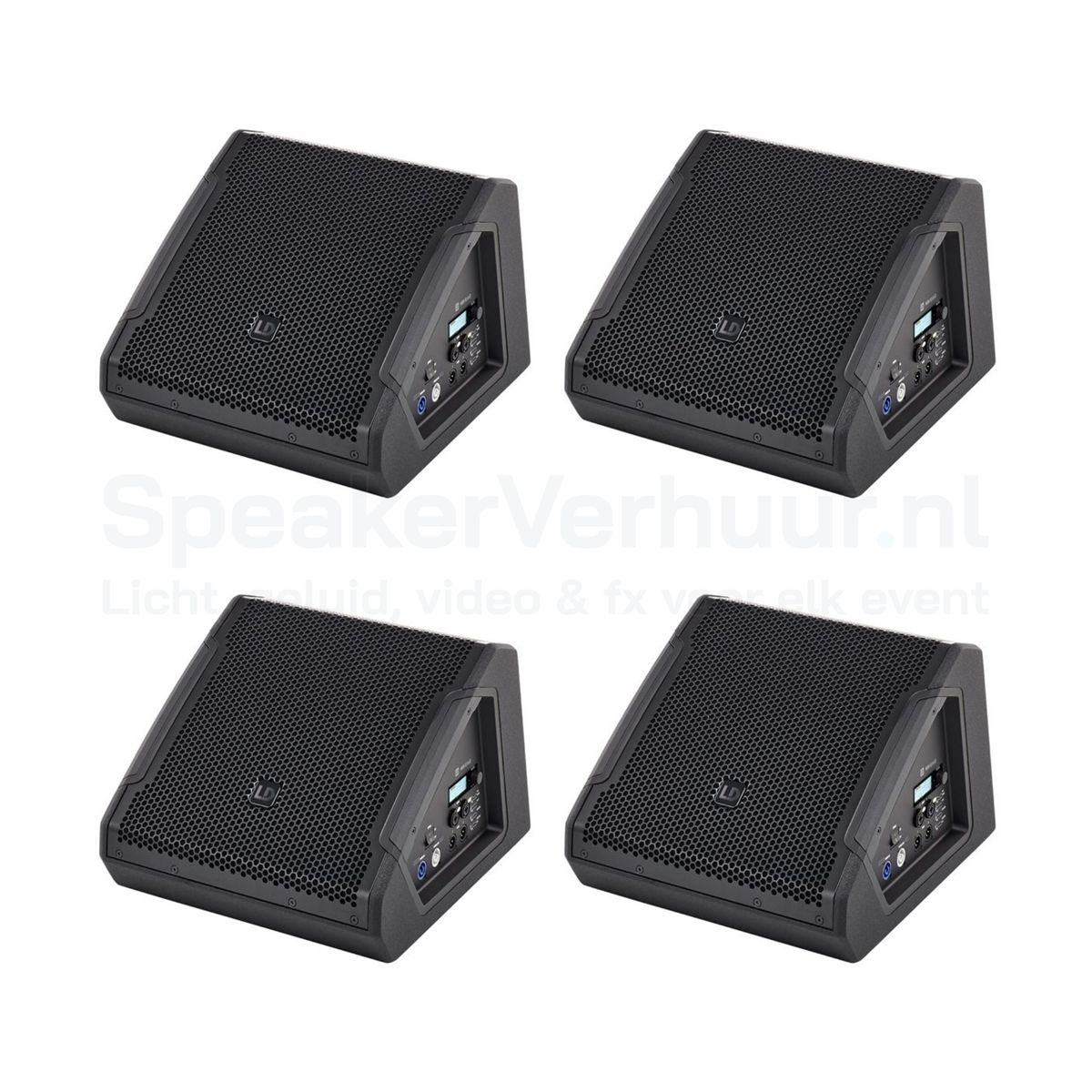 Actieve Vloermonitor Set Huren - 4 Stuks | Professionele Monitor Speakers | SpeakerVerhuur.nl Actieve vloermonitor set van 4 stuks huren voor live optredens, bands, podia en evenementen
