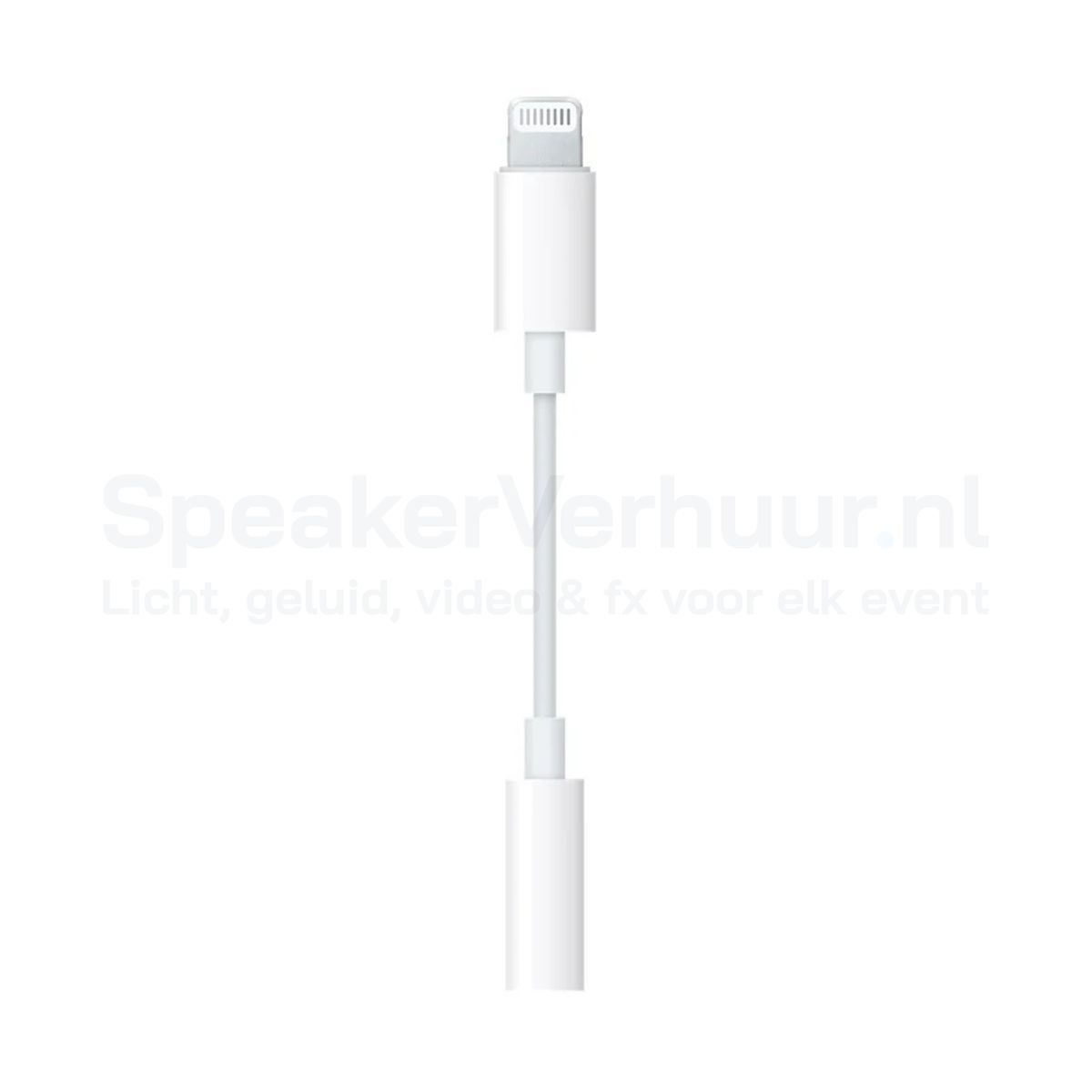 Apple Lightning naar 3.5 mm mini-jack (AUX) adapter huren | SpeakerVerhuur.nl Apple Lightning naar 3.5 mm mini-jack (AUX) adapter huren voor het aansluiten van iPhones en iPads op mixers, speakers, versterkers en andere audioapparatuur met een 3.5 mm AUX-aansluiting.