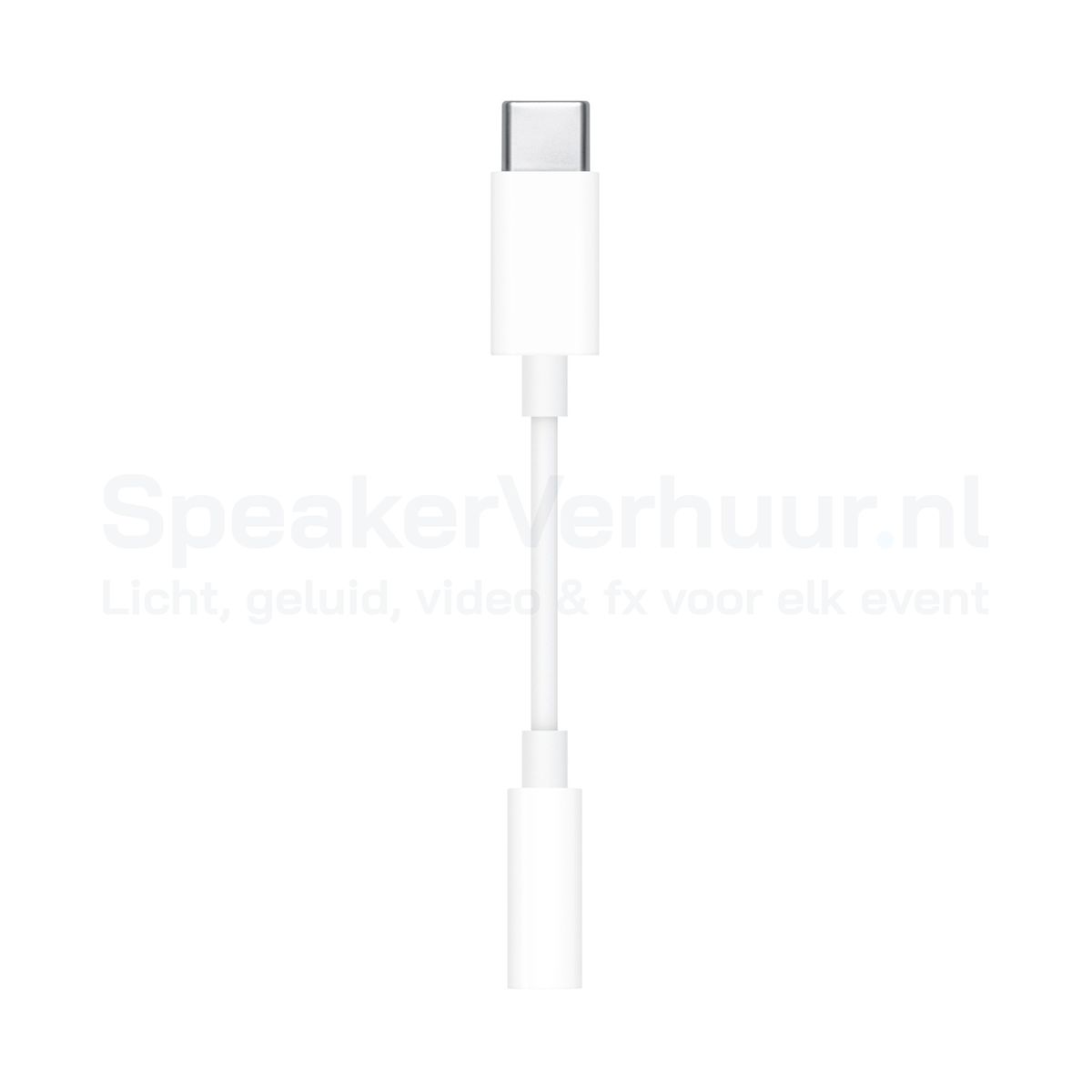 Apple USB-C naar 3.5 mm mini-jack (AUX) adapter huren voor het aansluiten van smartphones, tablets en laptops met USB-C op mixers, speakers, versterkers en andere audioapparatuur.