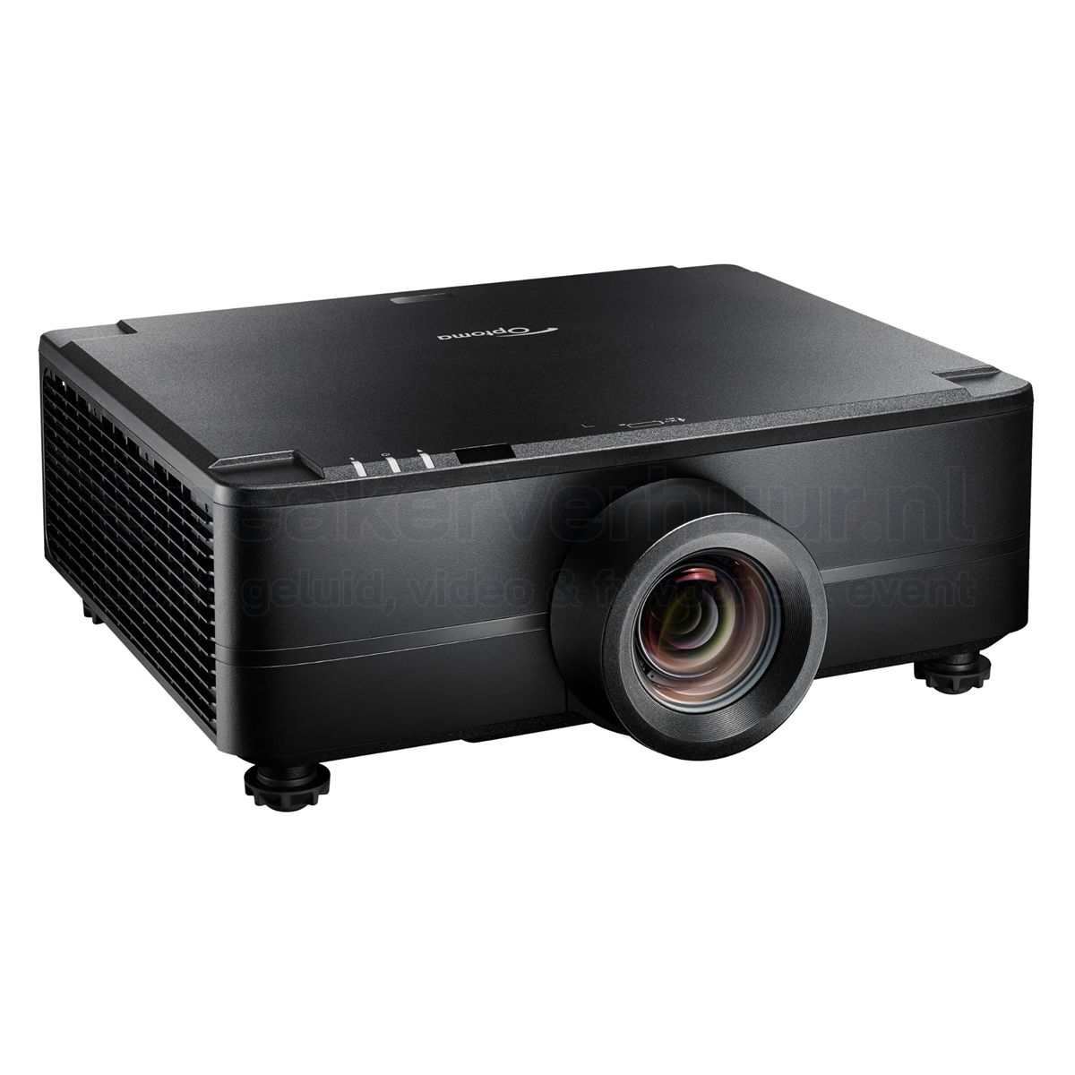 Zijkant van een 8800 lumen 4K beamer met professionele aansluitingen en bediening.