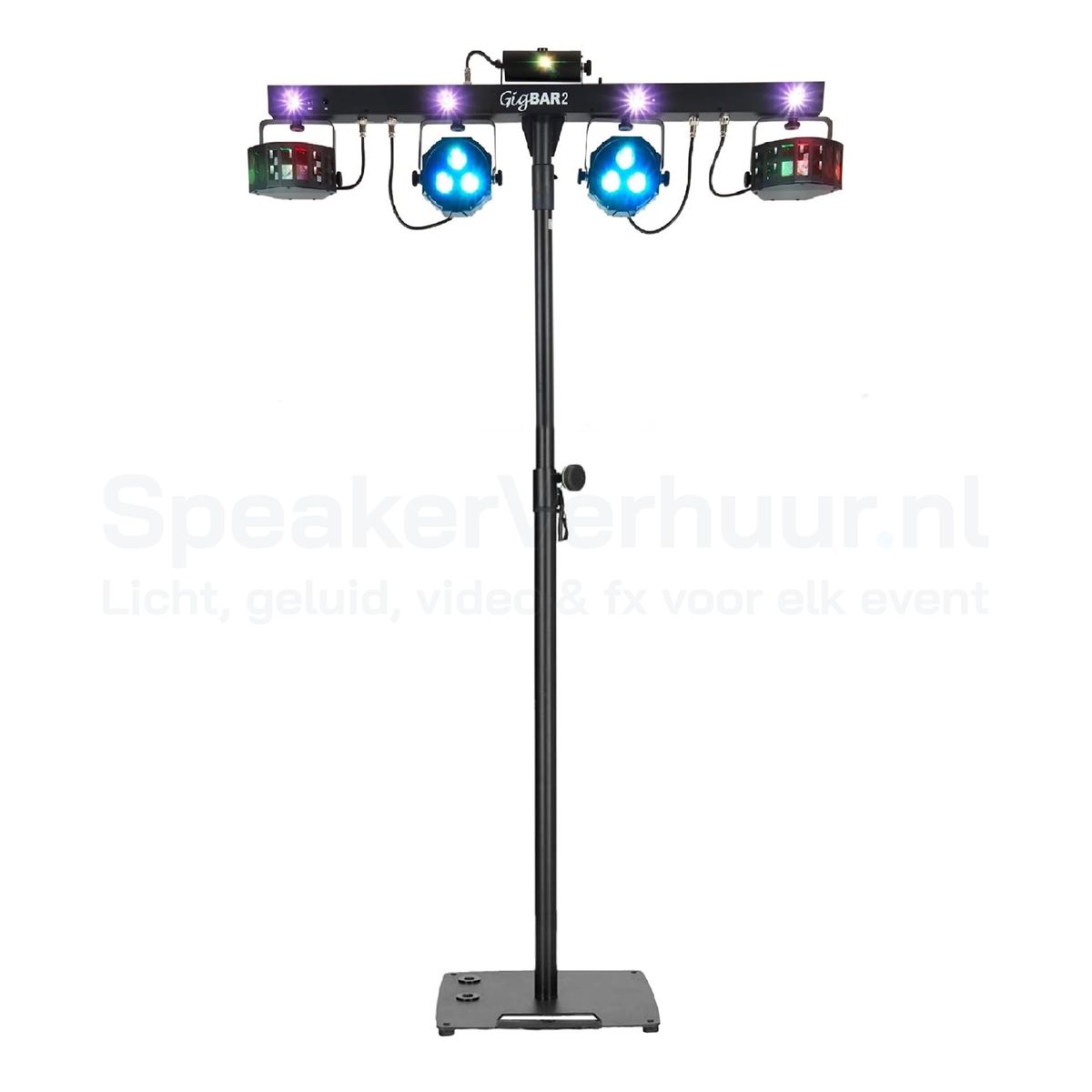 Disco lampen set op statief zwart huren | SpeakerVerhuur.nl Disco lampen set op zwart statief huren voor feesten, verjaardagen, bruiloften, bedrijfsfeesten, DJ-shows en evenementen met kleurrijke lichteffecten.