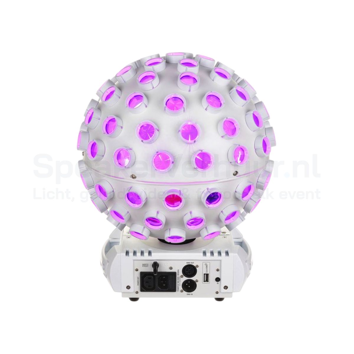 Witte discobal lamp huren voor feesten, bruiloften, evenementen, clubs en sfeervolle spiegelbolverlichting