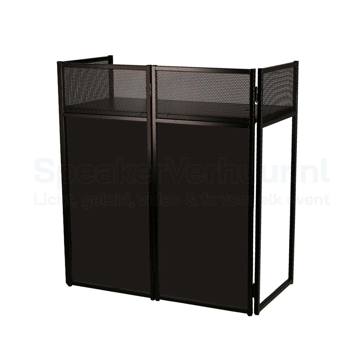 DJ Booth Tafel Zwart A Huren | Professionele DJ Booth | SpeakerVerhuur.nl DJ booth tafel zwart A huren voor feesten, clubs, festivals en professionele DJ-sets