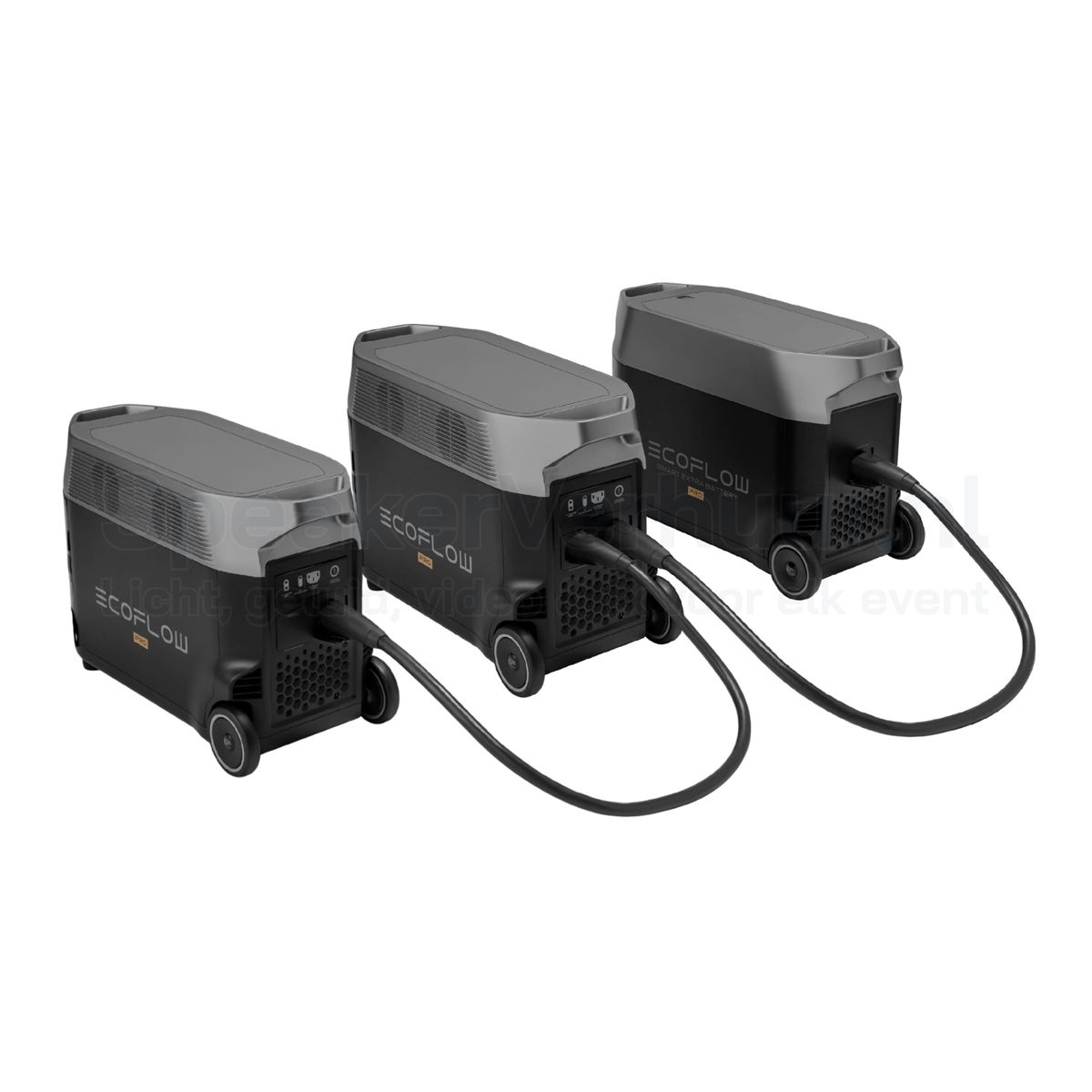 EcoFlow DELTA Pro met 2x Extra Battery 10800Wh huren voor evenementen, noodstroom, kamperen en mobiele stroomvoorziening