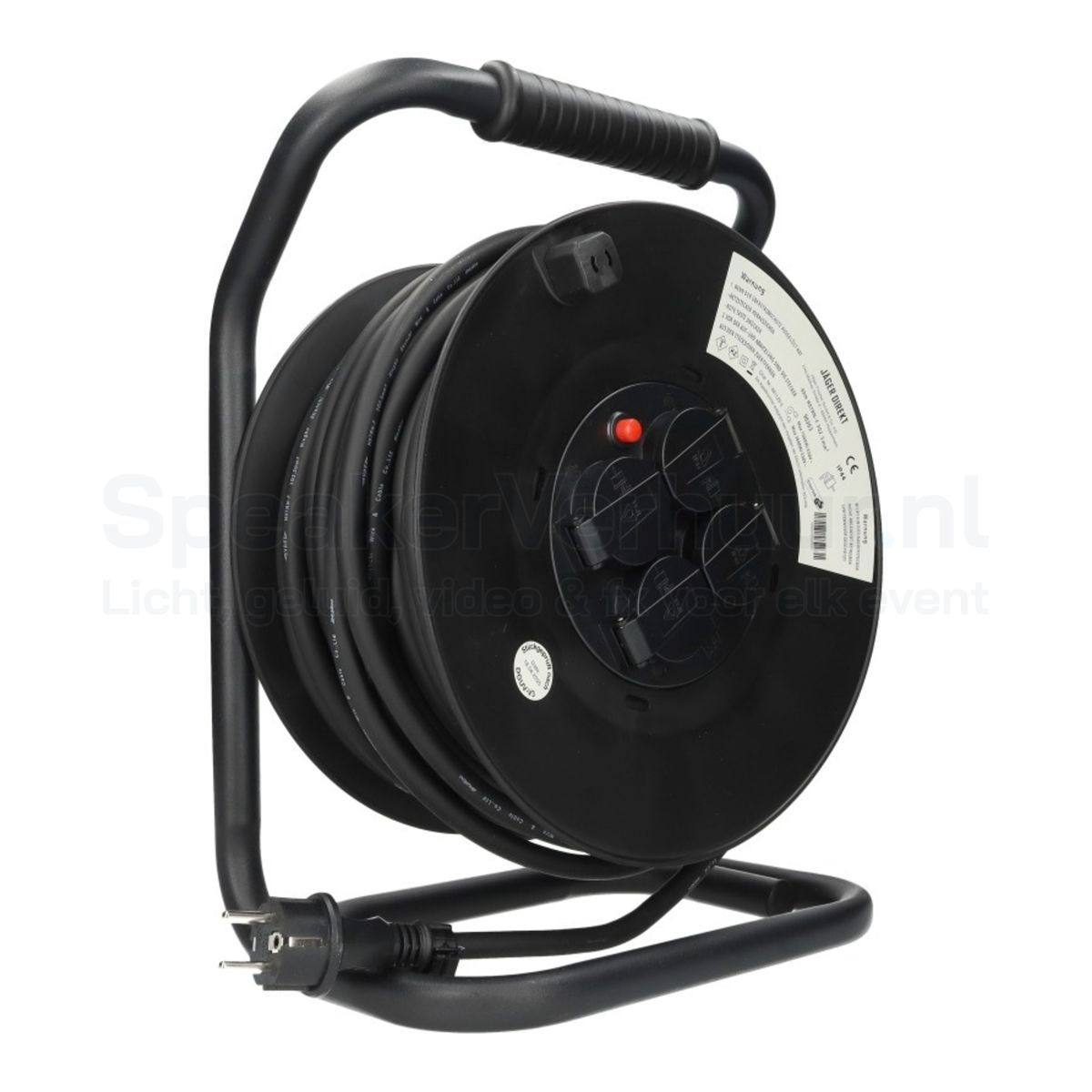 Kabelhaspel 40 meter IP44 3x2,5mm² huren | SpeakerVerhuur.nl Kabelhaspel van 40 meter met IP44-bescherming en 3x2,5mm² stroomkabel huren voor het veilig aansluiten van verlichting, speakers, podiumapparatuur en andere elektrische installaties binnen en buiten tijdens evenementen en producties.