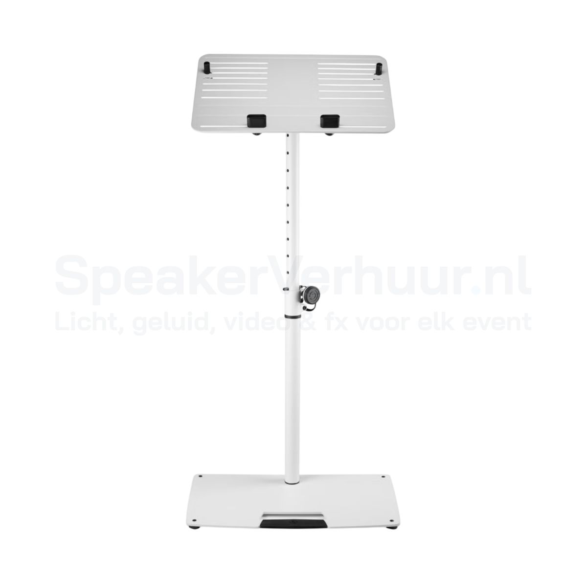 Witte katheder en lessenaar voor presentaties, congressen, ceremonies en evenementen.
