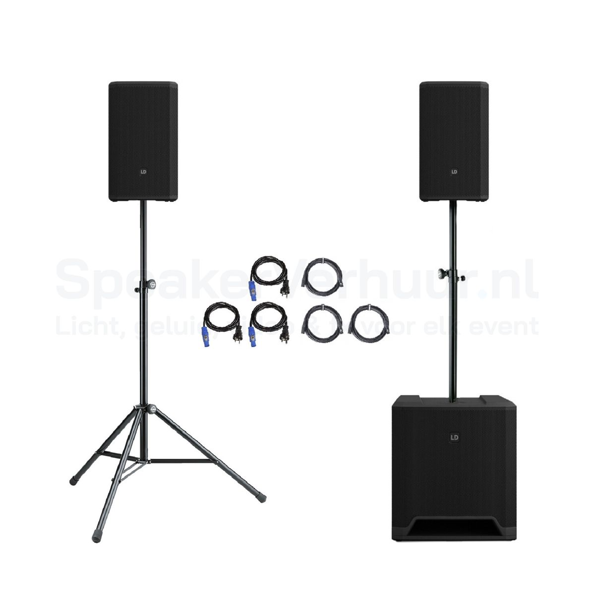 LD Systems DAVE 12 G4X huren LD Systems DAVE 12 G4X actieve 2.1 speakerset met 12 inch subwoofer en twee satellietspeakers.