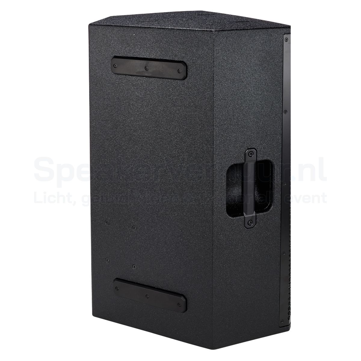 LD Systems Stinger 15A G3 zijkant huren | SpeakerVerhuur.nl Zijaanzicht van de LD Systems Stinger 15A G3 actieve speaker met berkenmultiplex behuizing, polyurea-coating en ergonomische handgrepen.