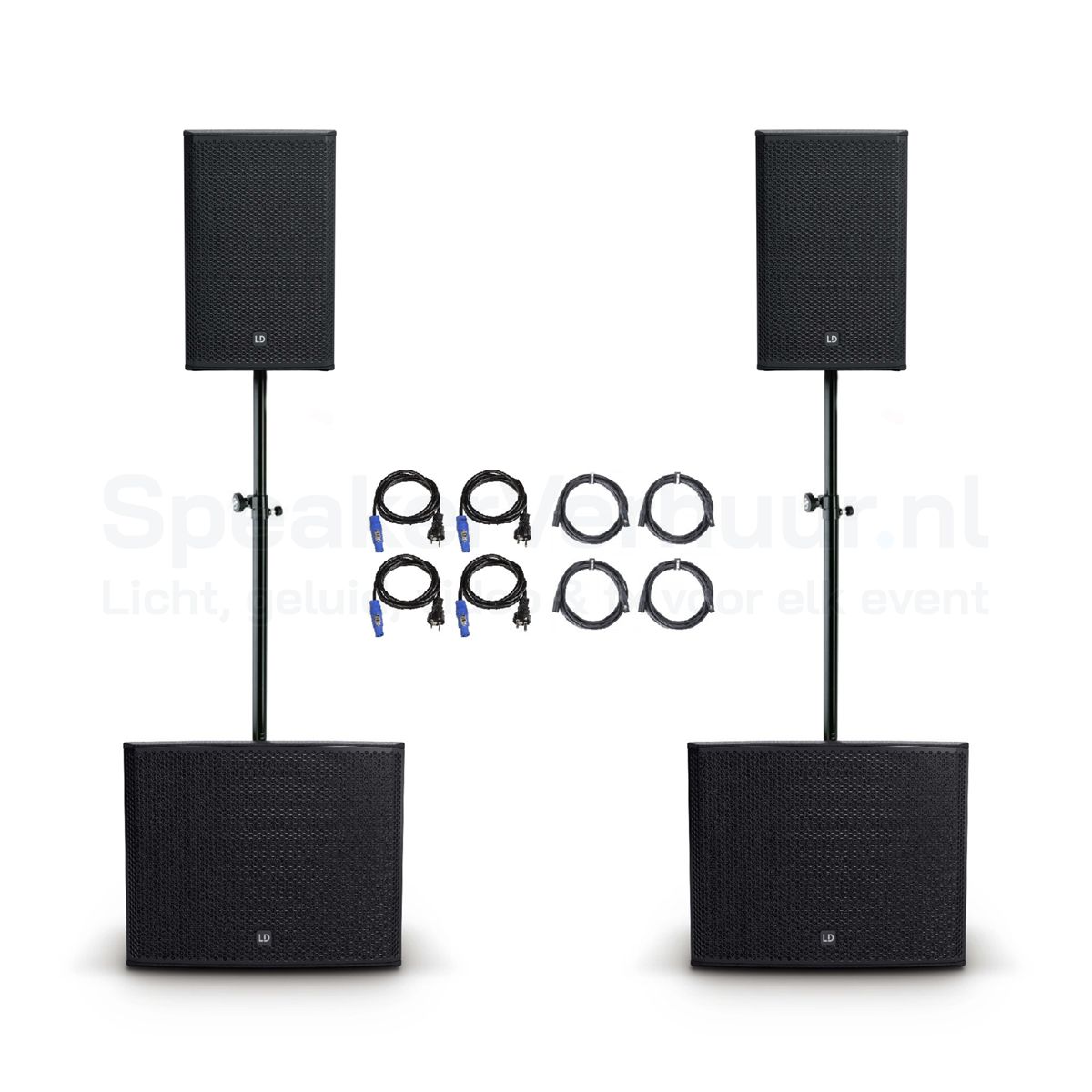 Speakerset voor 225 personen met 2x LD Stinger 12A G3 en 2x LD Stinger 18A G3 huren voor feesten, evenementen en festivals