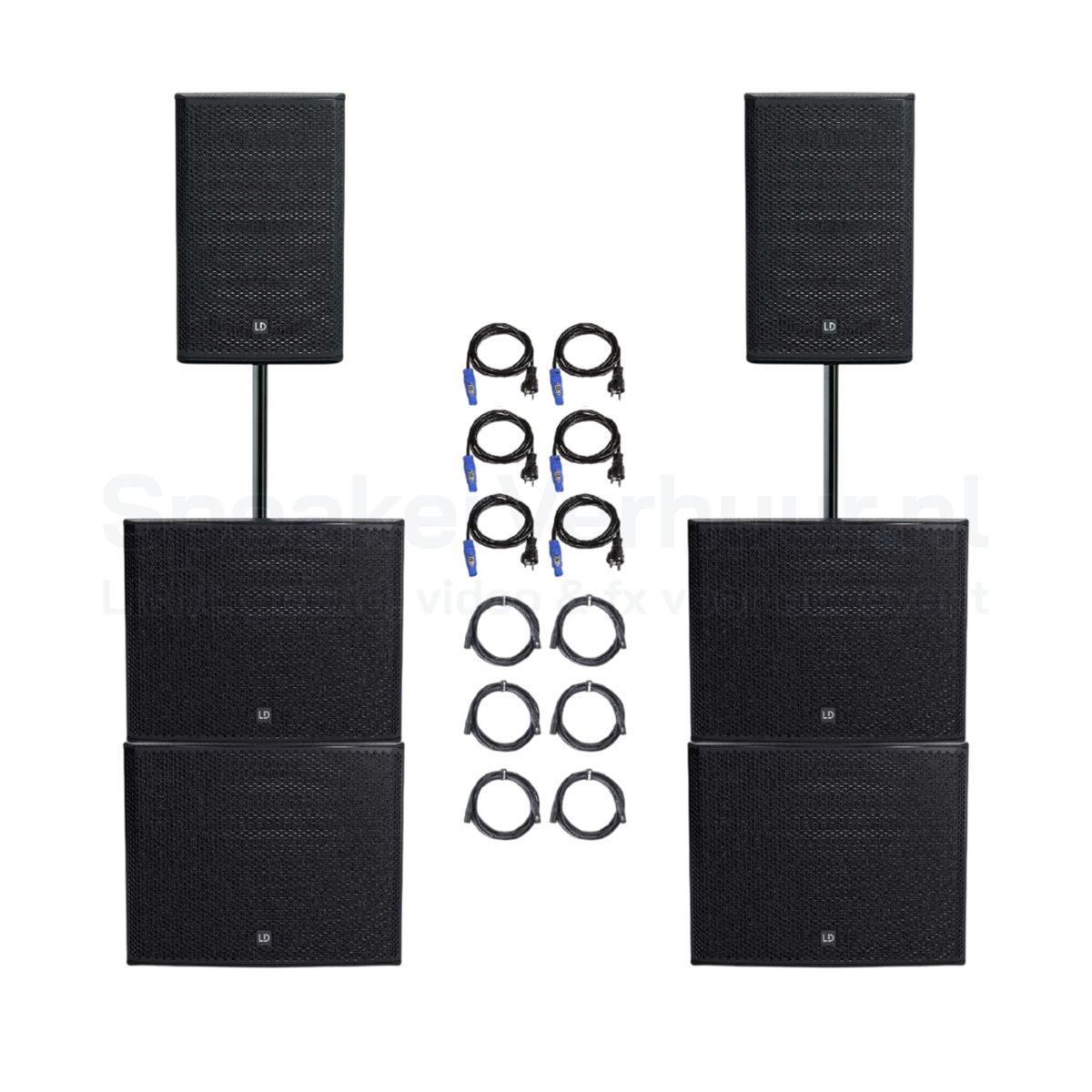 Speakerset voor 300 personen met 2x LD Stinger 15A G3 en 4x LD Stinger 18A G3 huren voor festivals, evenementen en grote feesten