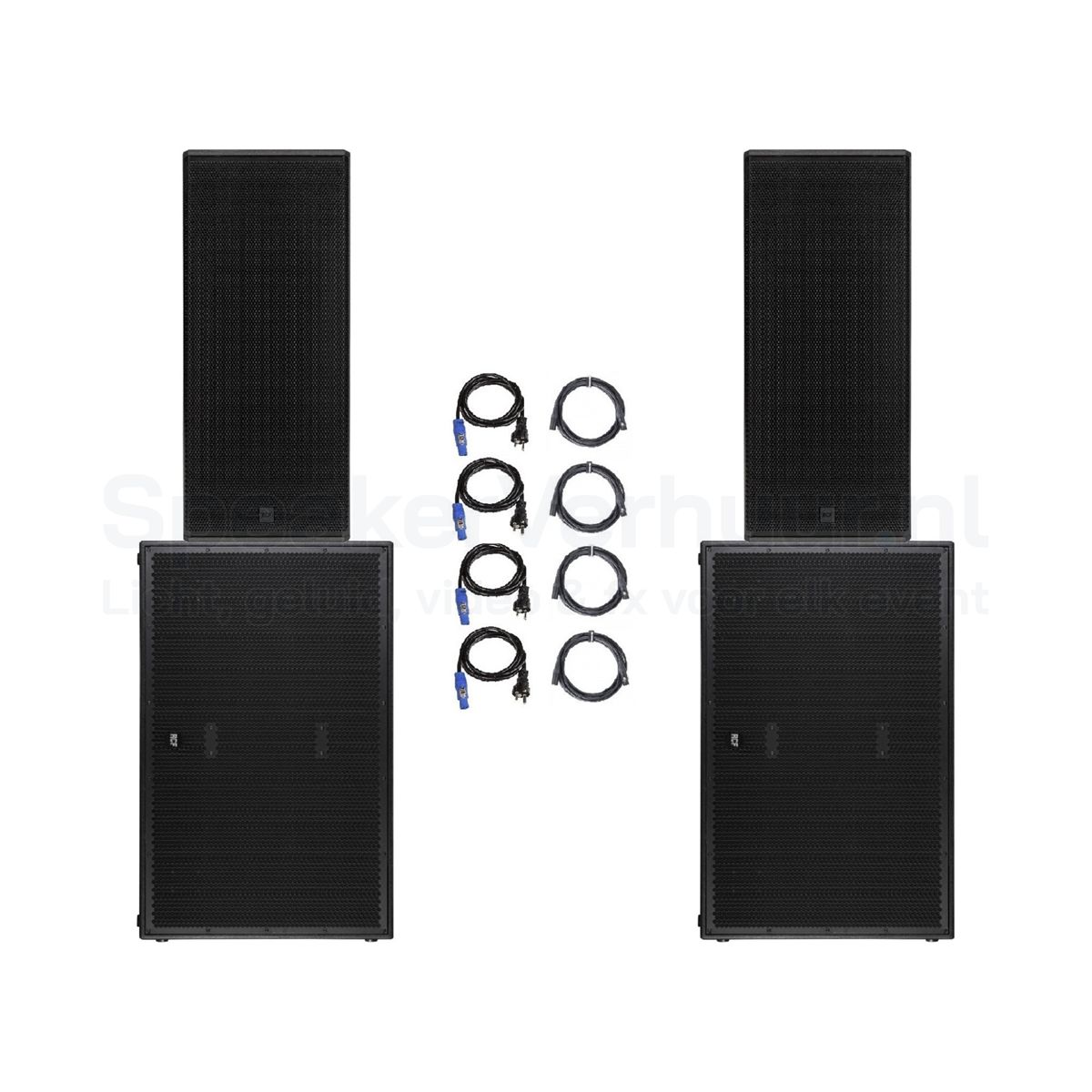 Speakerset voor 400 personen met 2x RCF SUB 8006-AS en 2x RCF NX 985-A huren voor festivals, evenementen en grote feesten
