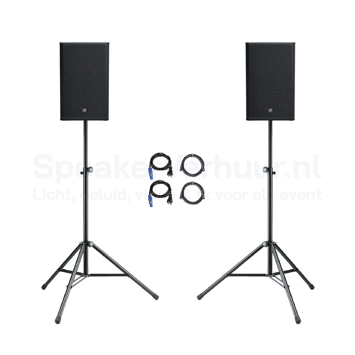 Speakerset voor 50 personen met 2x LD Stinger 12A G3 huren voor feesten, presentaties en evenementen