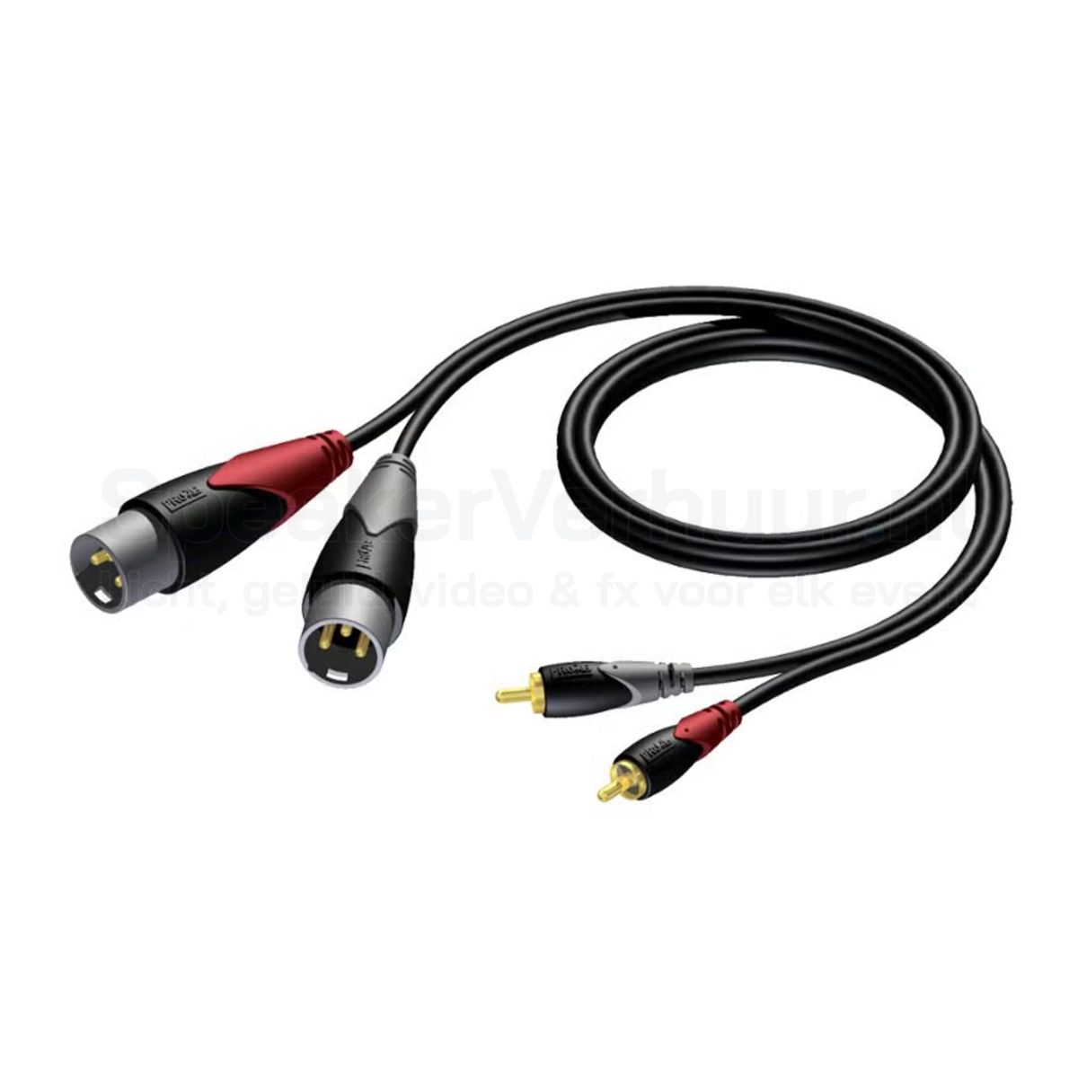2x Tulp (RCA) naar 2x XLR male kabel 1 meter huren | SpeakerVerhuur.nl 2x Tulp (RCA) naar 2x XLR male kabel van 1 meter huren voor het aansluiten van DJ-apparatuur, mixers, controllers, versterkers en professionele geluidsinstallaties.