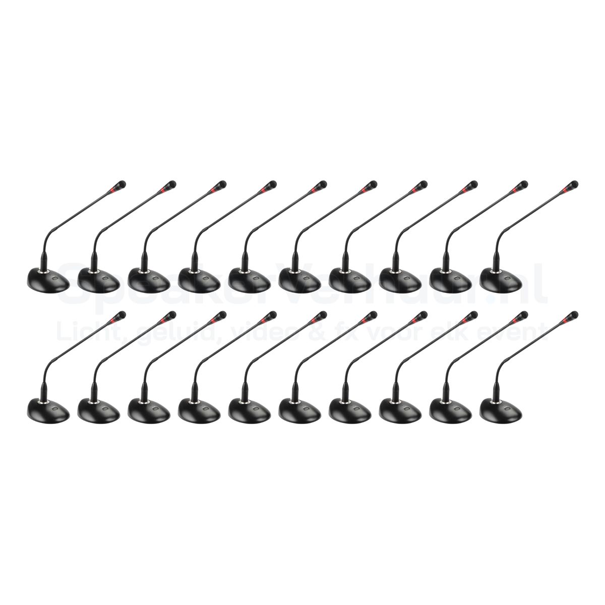 Zwanenhals Vergadermicrofoon 20 Stuks Huren | Professionele Conferentiemicrofoons | SpeakerVerhuur.nl Zwanenhals vergadermicrofoon set van 20 stuks huren voor vergaderingen, conferenties, presentaties en zakelijke evenementen
