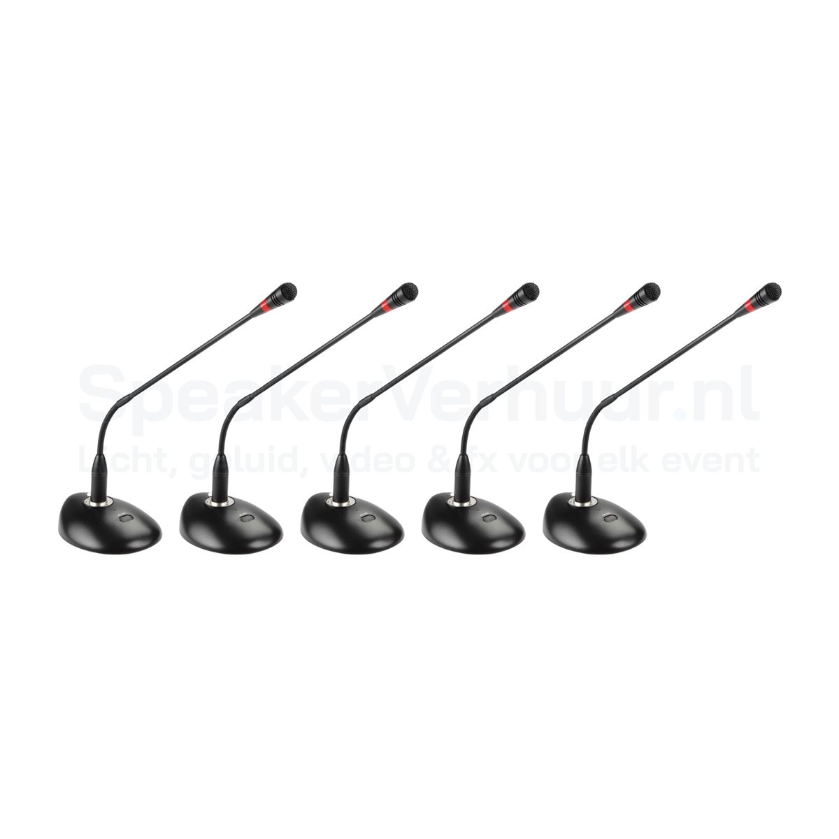 Zwanenhals Vergadermicrofoon 5 Stuks Huren | Professionele Conferentiemicrofoons | SpeakerVerhuur.nl Zwanenhals vergadermicrofoon set van 5 stuks huren voor vergaderingen, conferenties, presentaties en zakelijke evenementen