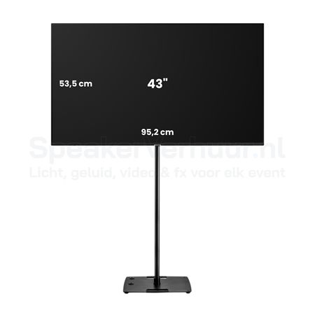 43 Inch TV Scherm op Zwart Standaard Huren | Professioneel Display | SpeakerVerhuur.nl 43 inch TV scherm op zwart standaard huren voor presentaties, beurzen, evenementen, vergaderingen en digital signage