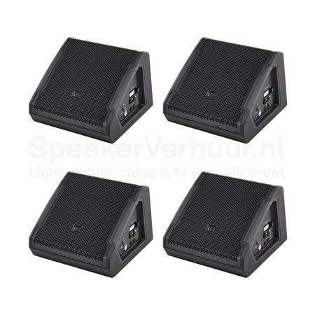Actieve Vloermonitor Set Huren - 4 Stuks | Professionele Monitor Speakers | SpeakerVerhuur.nl Actieve vloermonitor set van 4 stuks huren voor live optredens, bands, podia en evenementen