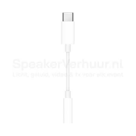 Apple USB-C naar 3.5 mm mini-jack (AUX) adapter huren | SpeakerVerhuur.nl Apple USB-C naar 3.5 mm mini-jack (AUX) adapter huren voor het aansluiten van smartphones, tablets en laptops met USB-C op mixers, speakers, versterkers en andere audioapparatuur.
