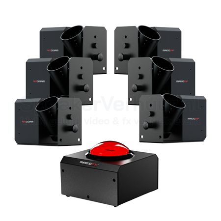 Confetti set huren - 6 kanonnen met afvuurknop | SpeakerVerhuur.nl Confetti set huren met 6 elektrische confettikanonnen en afvuurknop voor grote evenementen, shows, festivals en spectaculaire confettimomenten.